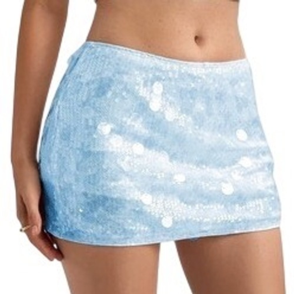 NWT‎ MakeMeChic Sparkly Sequin Low Rise Micro Mini Skirt Y2K Rave XS